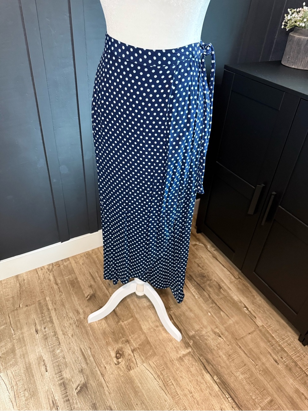 Jane and Delancey Navy Polka Dot Wrap Maxi Skirt